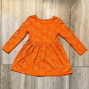 Cat & Jack Orange Pumpkin Print Long Sleeve Dress